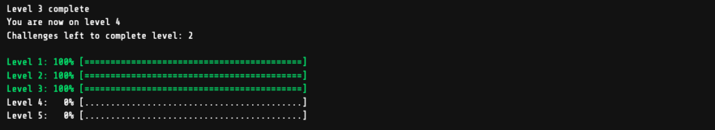 Google Foobar Challenge level 3 - Find the Access Codes
Level 3 complete
You are now on level 4
Challenges left to complete level: 2