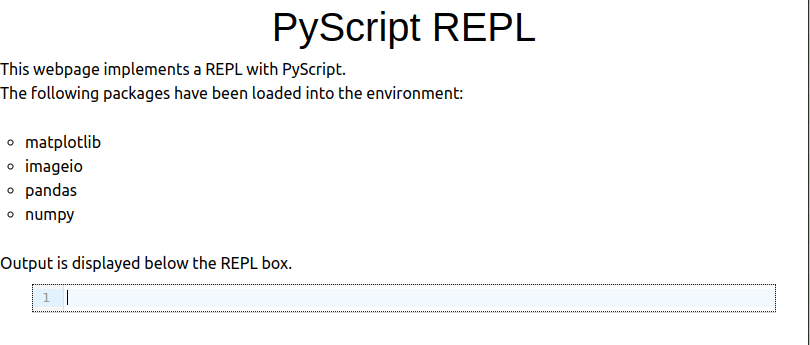 PyScript REPL in a webpage